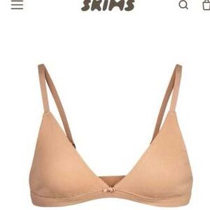 Skims Pointelle Logo Triangle Bralette in Ochre Size Large NWT